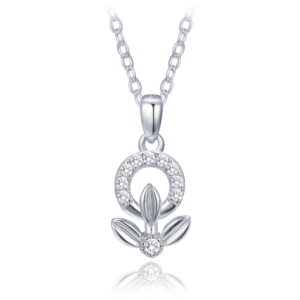 MINET Elegantní stříbrný náhrdelník kytička s bílými zirkony