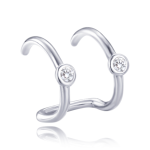 MINET Moderní stříbrná záušnice se zirkony