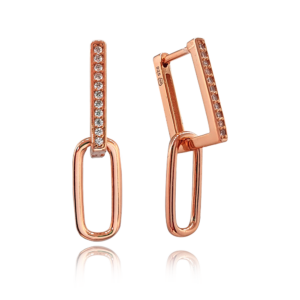 MINET Rose gold stříbrné náušnice v italském stylu s bílými zirkony