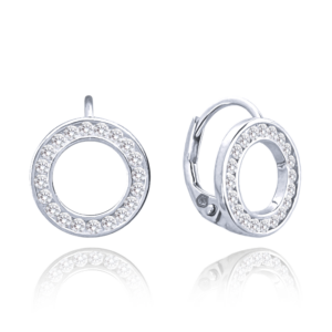 MINET Stříbrné náušnice KROUŽKY s bílými zirkony
