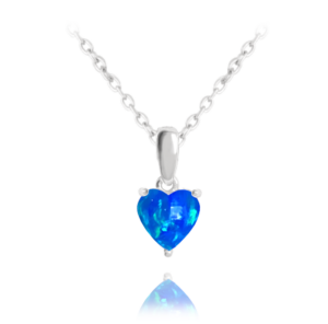MINET Stříbrný náhrdelník SRDÍČKO s modrým opálkem