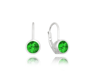 MINET Decentní stříbrné náušnice se zelenými zirkony