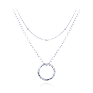 MINET Dvojitý stříbrný náhrdelník s kroužkem