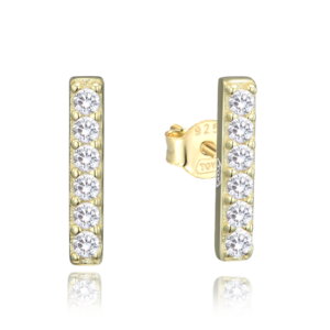 MINET Elegantní pozlacené stříbrné náušnice s bílými zirkony