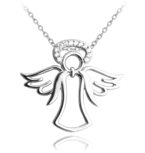 MINET Stříbrný náhrdelník ANDĚL se svatozáří
