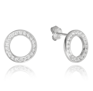 MINET Stříbrné náušnice KROUŽKY s bílými zirkony