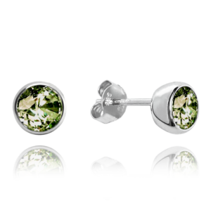 MINET Stříbrné náušnice PECKY se zelenými zirkony