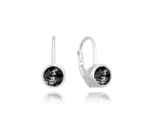 MINET Decentní stříbrné náušnice s černými zirkony