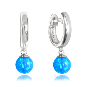 MINET Stříbrné náušnice se světle modrými opálky