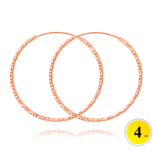 MINET Rose gold broušené stříbrné náušnice KRUHY 4 cm