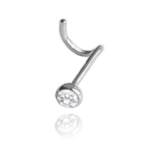 MINET Stříbrný piercing do nosu s bílým zirkonem