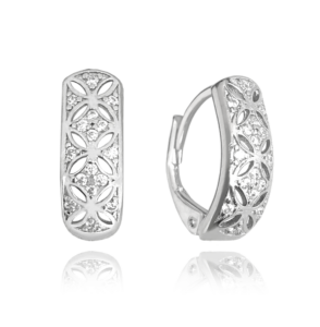 MINET Luxusní stříbrné náušnice s bílými zirkony