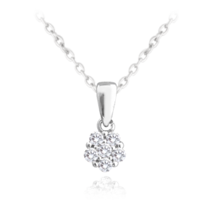 MINET Dětský stříbrný náhrdelník KYTIČKA s bílými zirkony