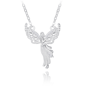 MINET Stříbrný náhrdelník ANDĚL se zirkony