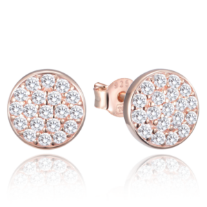 MINET Rose gold stříbrné náušnice se zirkony