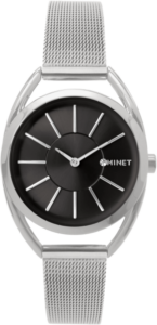 MINET Stříbrno-černé dámské hodinky ICON SILVER BLACK MESH