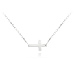 MINET Stříbrný náhrdelník drobný ležatý KŘÍŽEK