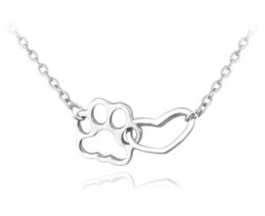 MINET Stříbrný náhrdelník TLAPKA se srdíčkem