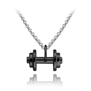 MINET Černý stříbrný náhrdelník FITNESS ČINKA