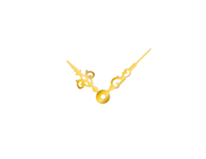 Střední zlaté hliníkové ručičky na hodiny Antik 43 mm | 32 mm