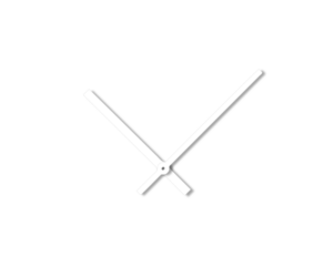 Bílé rovné hliníkové ručičky na hodiny 145 mm | 113 mm