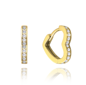 MINET Pozlacené stříbrné náušnice SRDÍČKA s bílými zirkony