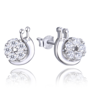 MINET Stříbrné náušnice ŠNECI se zirkony