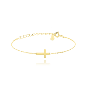 MINET Pozlacený stříbrný náramek KŘÍŽ ležatý