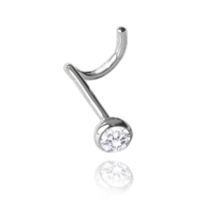 MINET Stříbrný piercing do nosu s bílým zirkonem