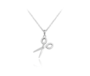 MINET Stříbrný náhrdelník NŮŽKY s bílými zirkony