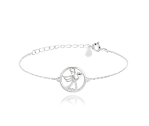 MINET Stříbrný náramek ANDĚL se srdíčkem