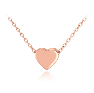 MINET Rose gold stříbrný náhrdelník LOVE se srdíčkem