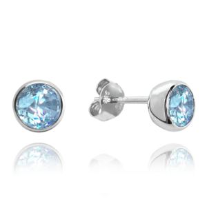 MINET Stříbrné náušnice PECKY s modrými zirkony