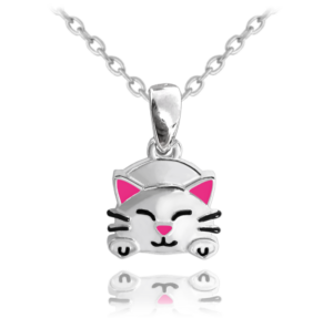 MINET X CLOCKODILE Dětský stříbrný náhrdelník KOČIČKA