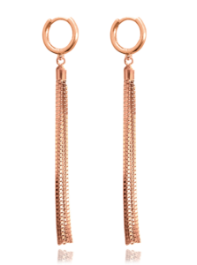 MINET Rose gold řetízkové stříbrné visací náušnice