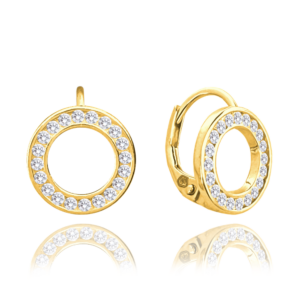 MINET Pozlacené stříbrné náušnice KROUŽKY s bílými zirkony