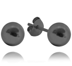MINET Černé stříbrné náušnice KULIČKY 8 mm