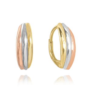 MINET Trojbarevné elegantní stříbrné náušnice