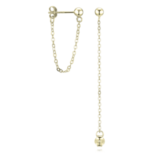 MINET Pozlacené stříbrné náušnice s řetízkem