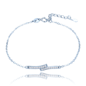 MINET Luxusní stříbrný náramek s bílými zirkony