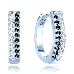MINET Luxusní stříbrné náušnice s bílými a černými zirkony