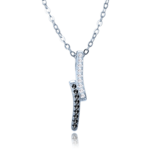 MINET Luxusní stříbrný náhrdelník s bílými a černými zirkony