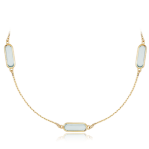 MINET Elegantní zlatý náhrdelník se světle modrými zirkony Au 585/1000 2,90g