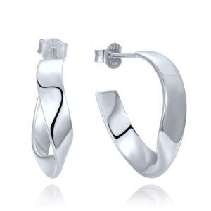 MINET Moderní stříbrné náušnice kroucené kroužky