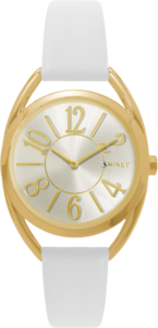 MINET Bílo-zlaté dámské hodinky s čísly ICON WHITE CHARM