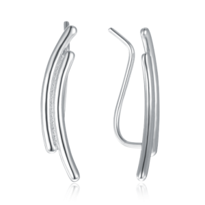 MINET Moderní stříbrná záušnice dvojitá tyčka