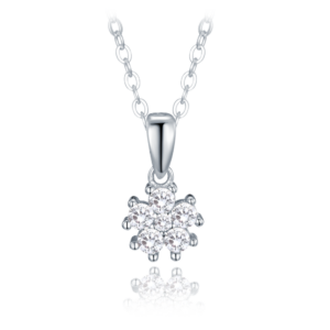 MINET Dětský stříbrný náhrdelník kytička s bílými zirkony