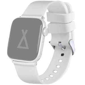 LAVVU Bílý silikonový řemínek na hodinky – stříbrný konektor pro APPLE WATCH 38-40 mm