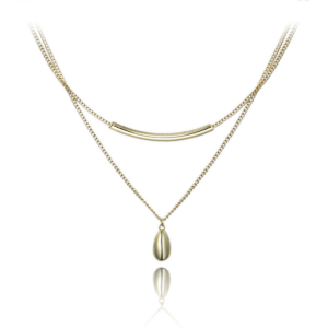 MINET Elegantní pozlacený dvojitý stříbrný náhrdelník