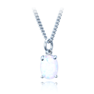 MINET Stříbrný náhrdelník s bílým opálkem